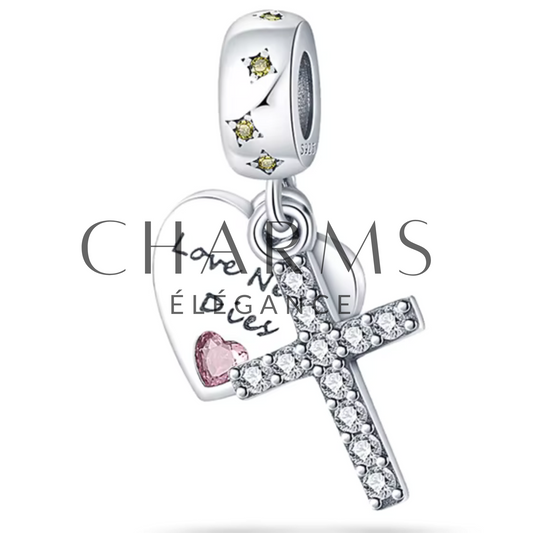 Charm Croix avec un Cœur - Charms Élégance