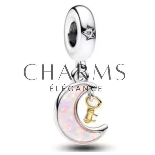 Charm - Lune avec Petite Clé - Charms Élégance