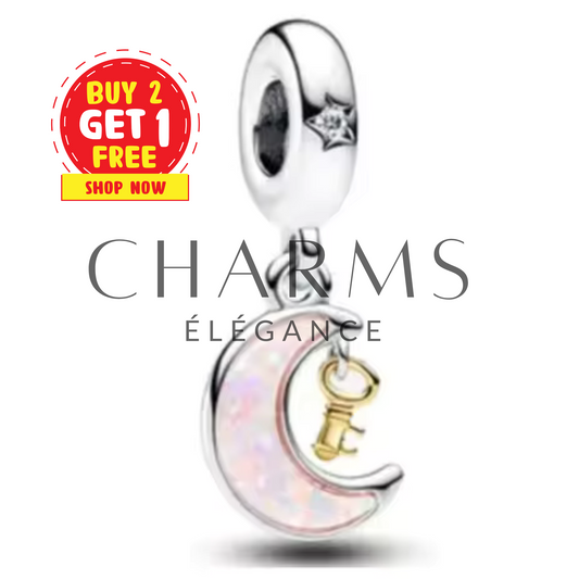 Charm - Lune avec Petite Clé - Charms Élégance