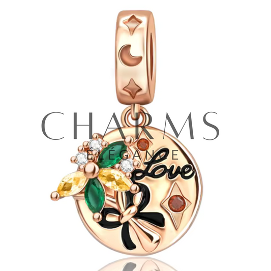 Charm Médaillon Love avec un Bouquet - Charms Élégance
