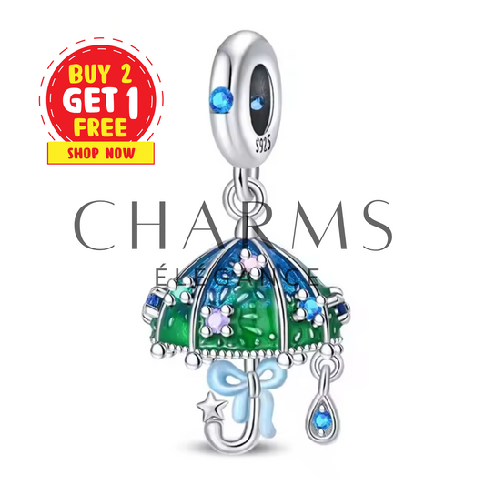 Charm Parapluie Bleu et Vert - Charms Élégance