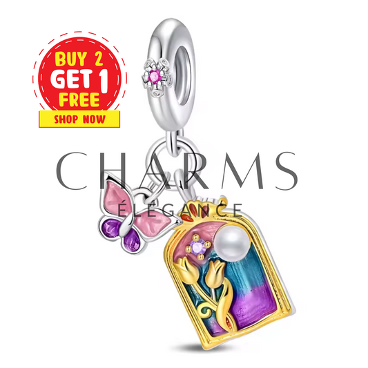 Charm Tableau avec Tulipes & Papillon – Douceur et Renouveau - Charms Élégance