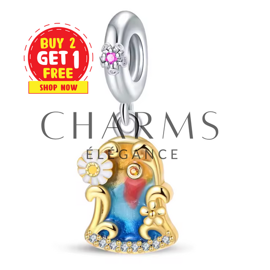 Charm Tableau Bleu & Orange avec Marguerite – Harmonie et Éclat Naturel - Charms Élégance