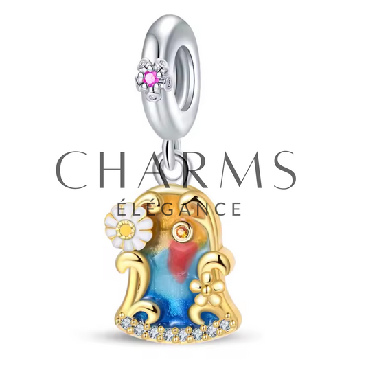 Charm Tableau Bleu & Orange avec Marguerite – Harmonie et Éclat Naturel - Charms Élégance