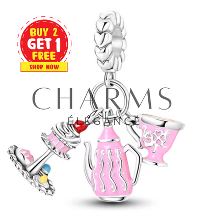 Charm Théière avec Petits Gâteaux - Charms Élégance