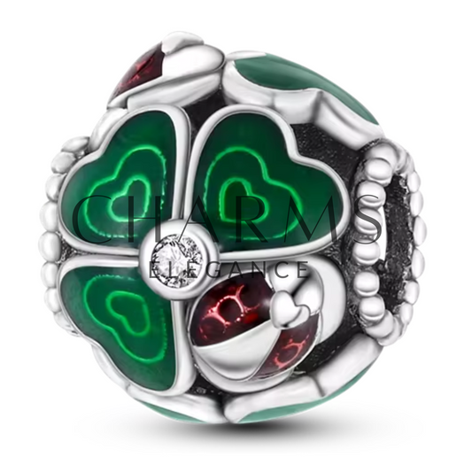 Charm Trèfle & Coccinelle – Chance et Protection - Charms Élégance