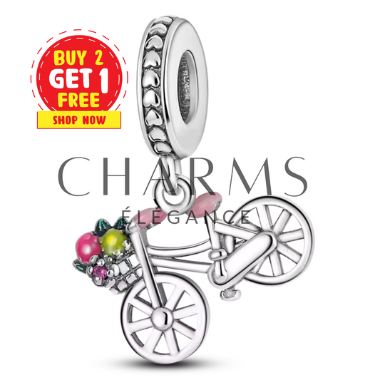 Charm Vélo avec Fleurs - Charms Élégance