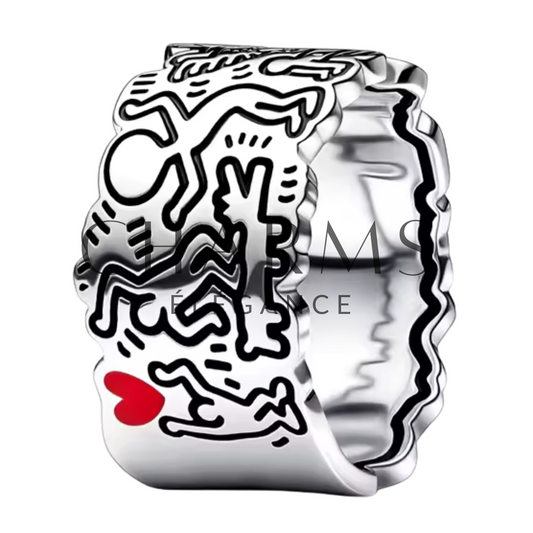 Bague Argentée Keith Haring – Art et Style Urbain - Charms Élégance
