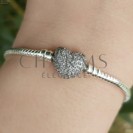 Bracelet Cœur à Strass – Rose, Bleu, Argenté ou Doré - Charms Élégance