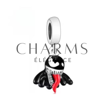 Charm pendentif Venom Marvel en argent S925. Design effrayant du symbiote Venom avec sourire sinistre et langue menaçante. Parfait pour les fans de Marvel et les personnages puissants. Compatible avec les bracelets Pandora.