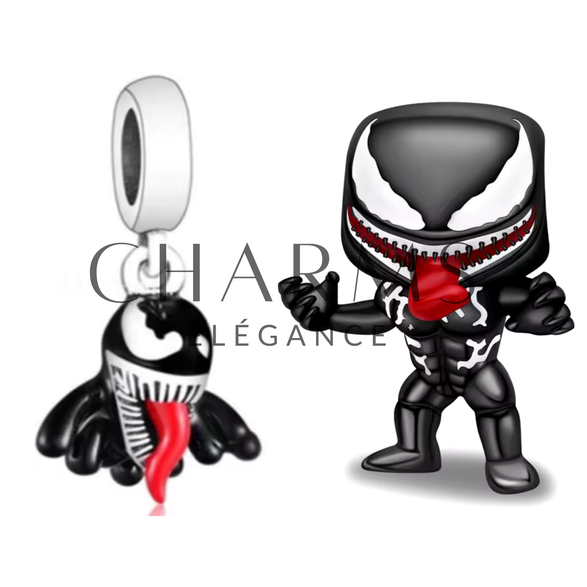 Offre Duo Venom – Deux charms en argent 925 inspirés de l’univers Venom. Parfaits pour les fans de super-héros et de designs audacieux. Compatible avec bracelets et colliers à charms.