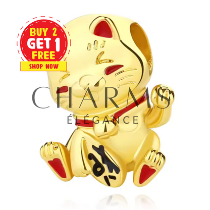 Charm Chat Porte-Bonheur Doré – Maneki-neko - Charms Élégance