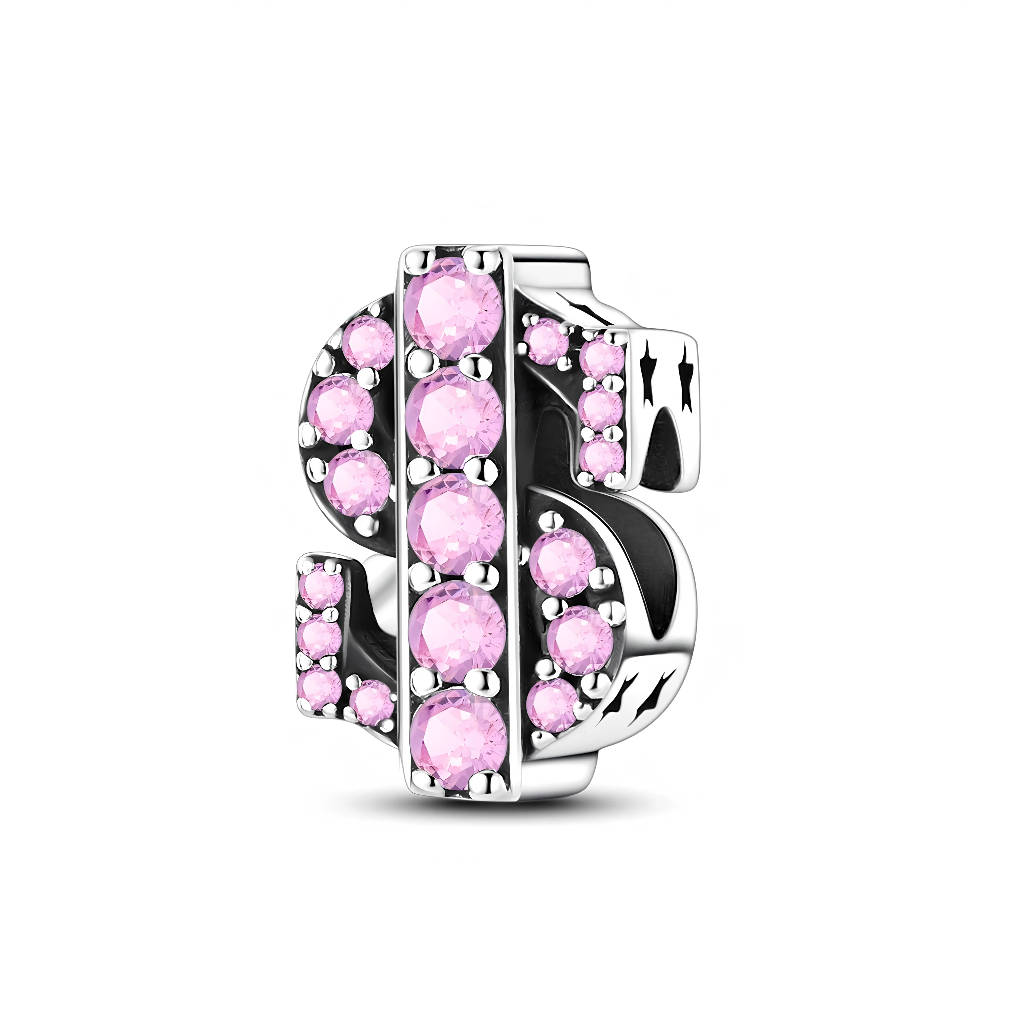 Charm - Symbole Dollar Cristaux Roses