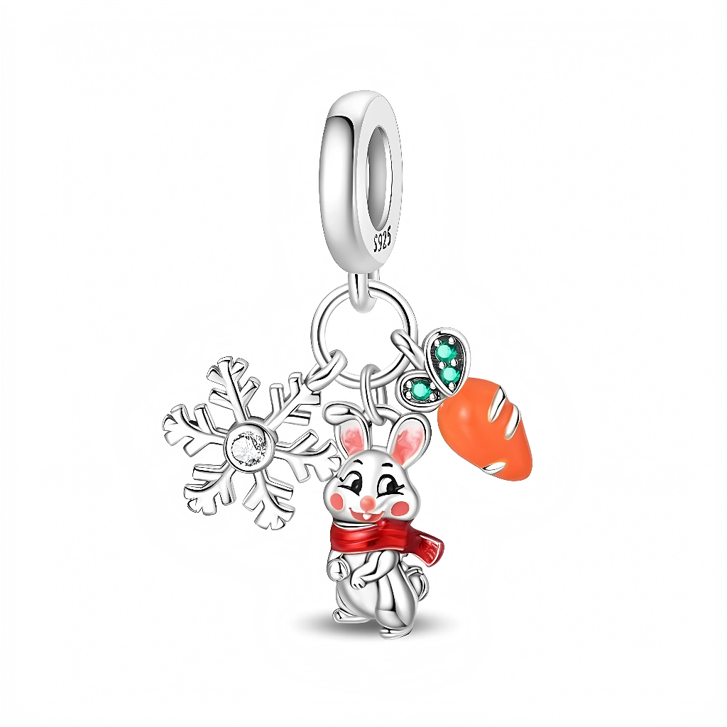 Charm Pendentif - Lapin de Neige et Carotte