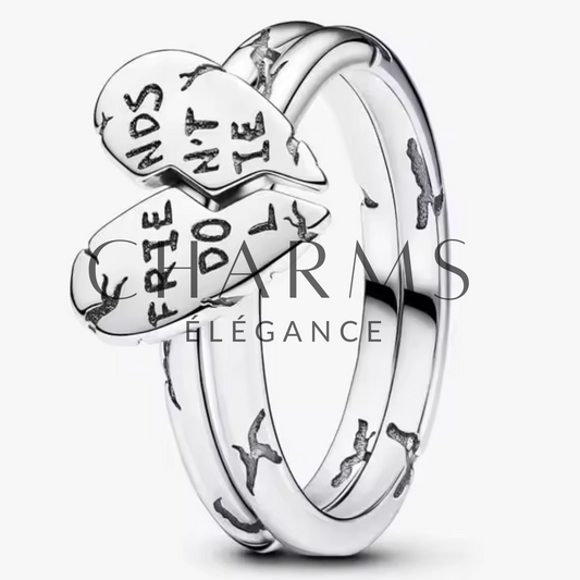 Bague Argentée Stranger Things "Friends Don't Lie" – Amitié et Magie de l'Univers Surnaturel - Charms Élégance