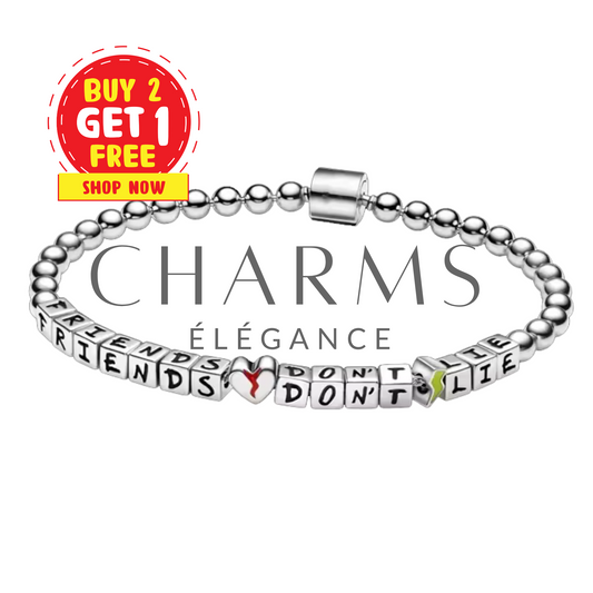 Bracelet Argenté Stranger Things "Friends Don't Lie" – Amitié et Fidélité Éternelle - Charms Élégance
