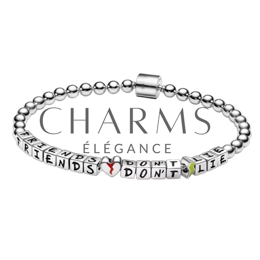 Bracelet Argenté Stranger Things "Friends Don't Lie" – Amitié et Fidélité Éternelle - Charms Élégance