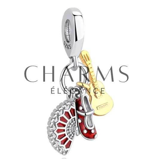 Charm Chaussures, Éventail et Guitare - Charms Élégance