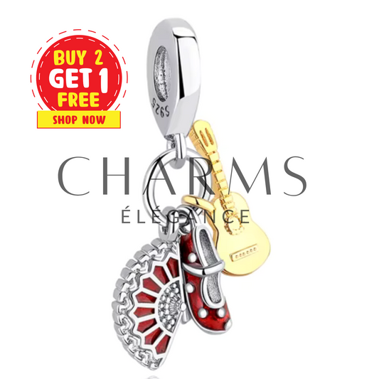 Charm Chaussures, Éventail et Guitare - Charms Élégance