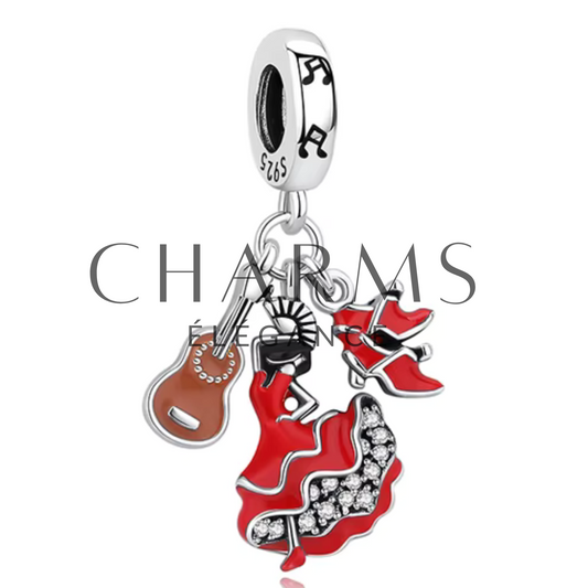 Charm Danseuse Espagnole avec Guitare et Chaussures - Charms Élégance